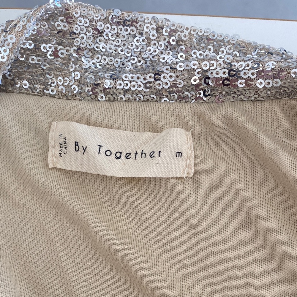 Silver Sequin Open Front Jacket - image 3